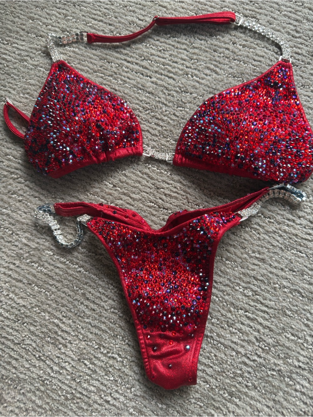 NPC Red competition Bikini Set with Crystal Accents
